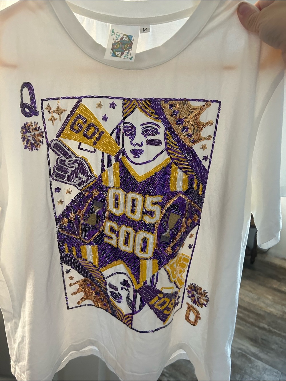 QUEEN OF SPARKLES White Short-LSU Alumni Game Day